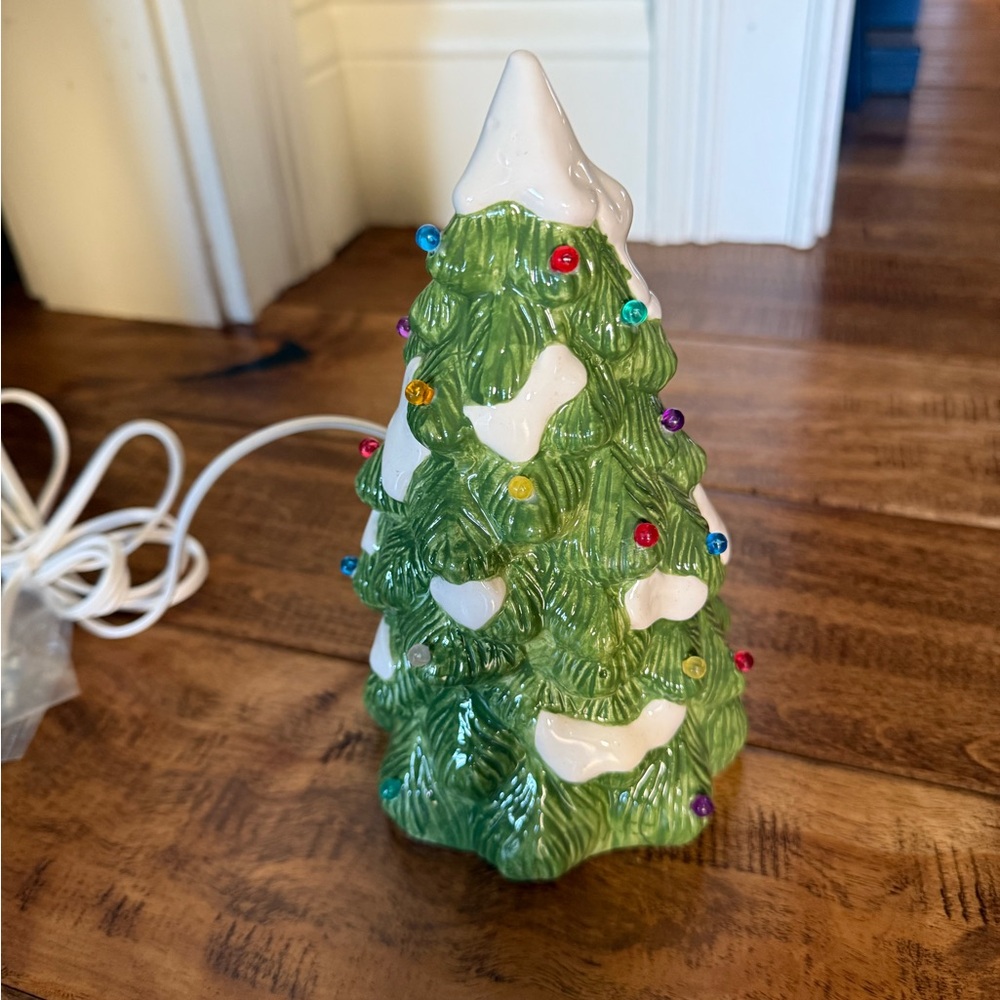 Vintage Lefton Ceramic Christmas Tree with Multicolor Lights